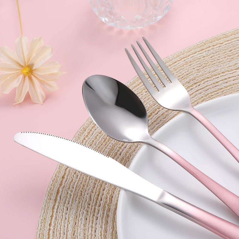 Topbooc Travel Utensils Reusable Silverware Set To Go Portable Cutlery Set with a Waterproof Carrying Case for Lunch Boxes Workplace Camping Picnic (GraPink) - Image 3